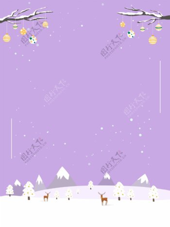 紫色卡通雪花圣诞背景