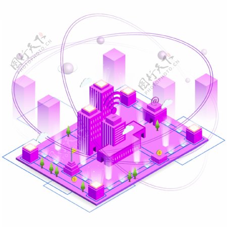 2.5D科技互联网城市建筑信号智慧信息化