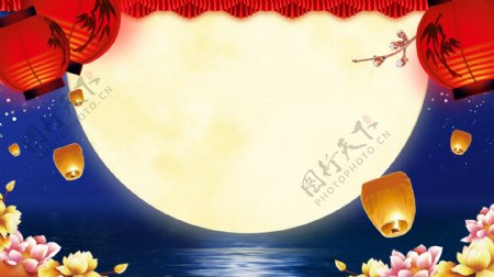 古典中秋节背景彩绘设计
