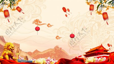 彩绘大气中国风春节背景设计