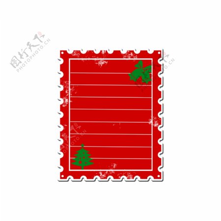圣诞节红色卡通邮票小贴纸