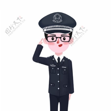 卡通戴眼镜的警察人物素材