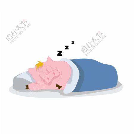 简约猪年卡通猪形象表情包可爱卡通风格睡觉