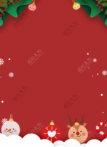 简约时尚卡通圣诞节红色背景素材