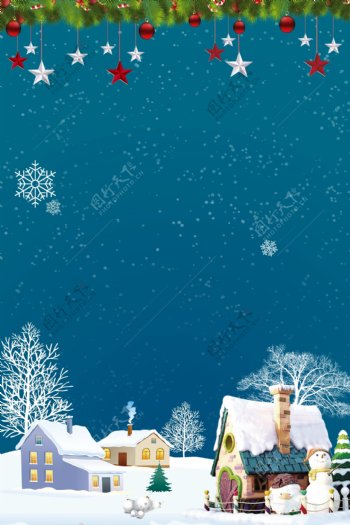 梦幻浪漫扁平手绘圣诞节广告背景图