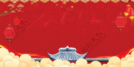 喜庆手绘中国年新年背景图