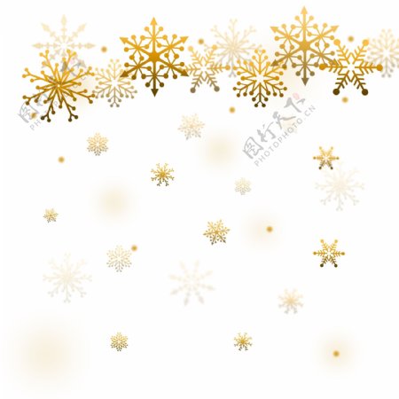 唯美金色飘浮雪花圣诞节春节冬季装饰图案