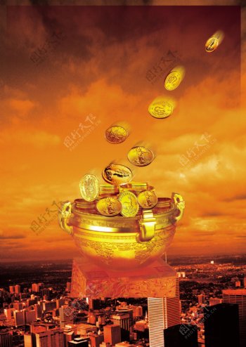 金色货币理财金融背景设计