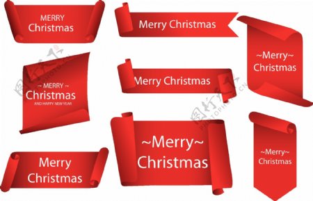 红色创意的圣诞节标签素材