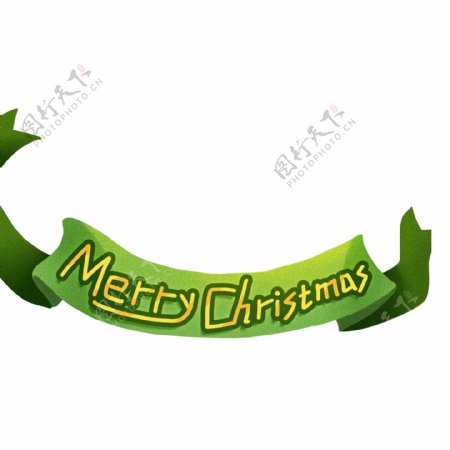 圣诞快乐绿色条幅设计
