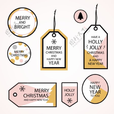 清新英文的圣诞标签素材