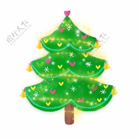 可爱圣诞节手绘插画礼物过节圣诞树彩球