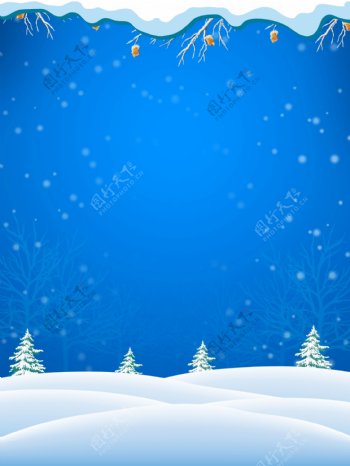 彩绘冬季雪地背景素材