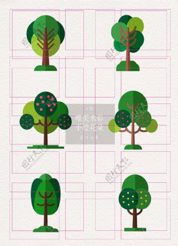 扁平化绿色植物树木设计