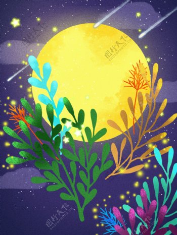 天蝎座可爱月亮插画背景