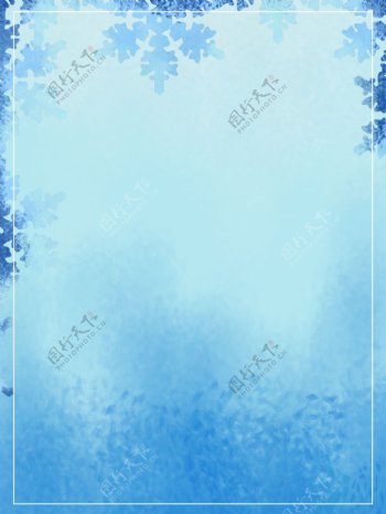 手绘蓝色雪花冬至节气背景素材