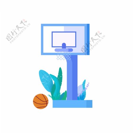 平面矢量浅色篮球篮球架