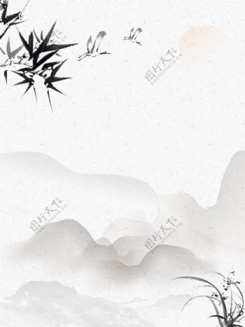 中国风水墨竹子兰花背景