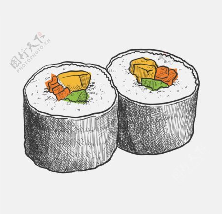 手绘寿司插图