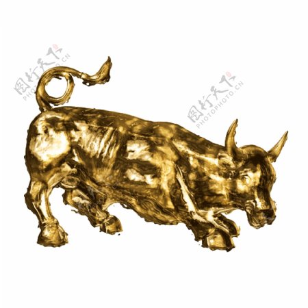黄金元素金牛低头雕塑贴图