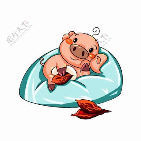 传统节日腊八节小猪烤红薯手绘插画