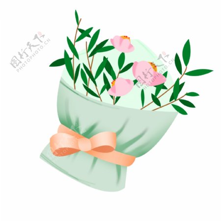 粉色的鲜花花束插画
