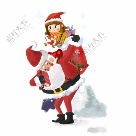 背礼物的圣诞老人插画
