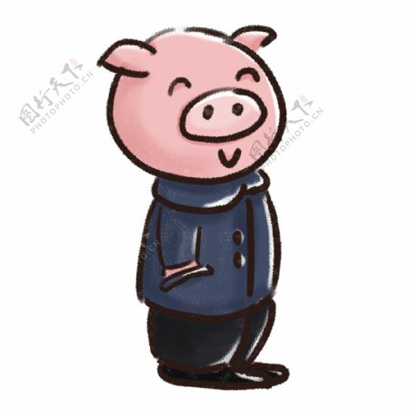猪年动物可爱猪手绘插画psd