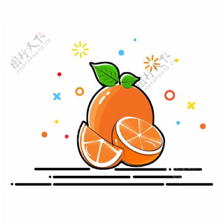手绘卡通水果橙子