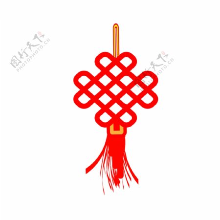 红色线条简单的中国结