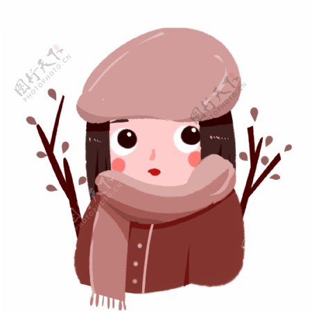 冬季人物可爱卡通手绘插画元素