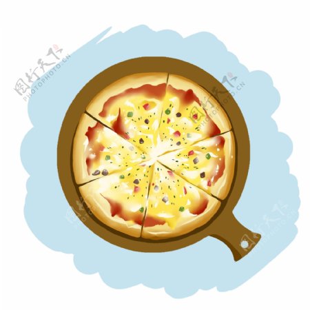 手绘原创动漫素材食物快餐食品芝士披萨比萨