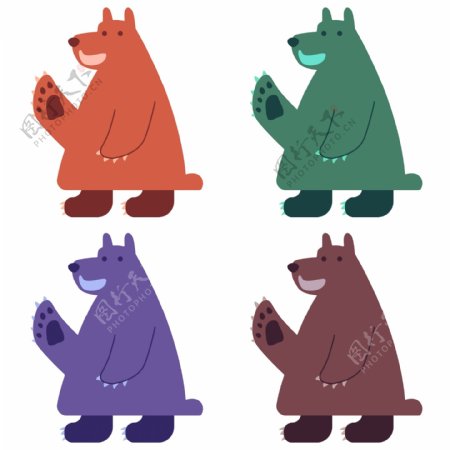 彩色的矢量动作熊