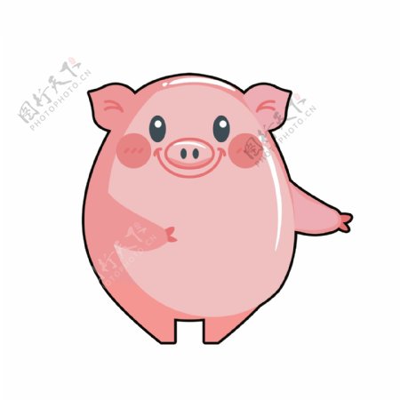 可爱猪粉色圆装饰素材设计