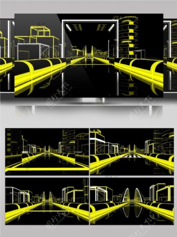 黄色光束隧道视频素材