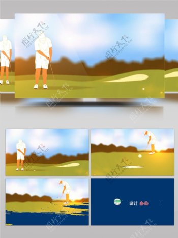 MG动画高尔夫球人物logo标志揭示模板