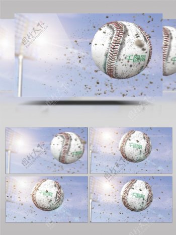 三维棒球主题标志开场动画AE模板