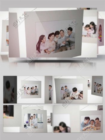 白色边框家庭照片写真相册展示AE模板
