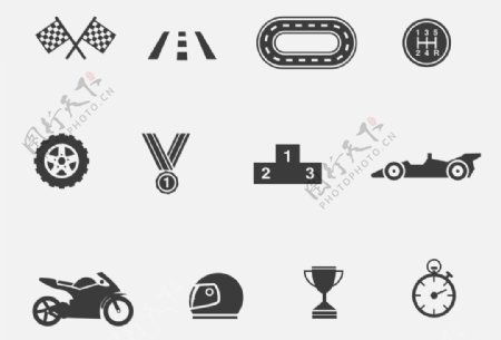 12个赛车和汽车的图标