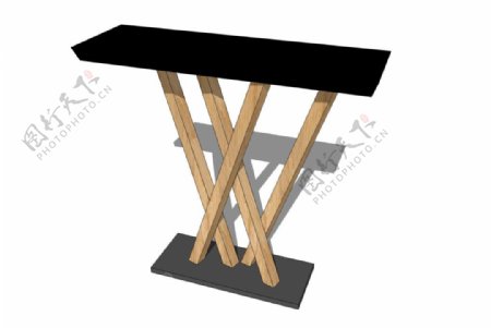 黑色家具桌su模型效果图