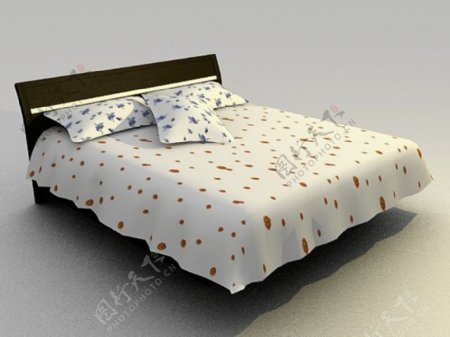 一个小碎花的床3d模型
