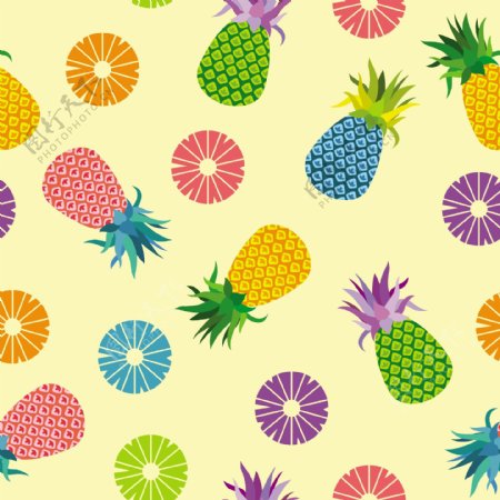菠萝水果图案矢量素材