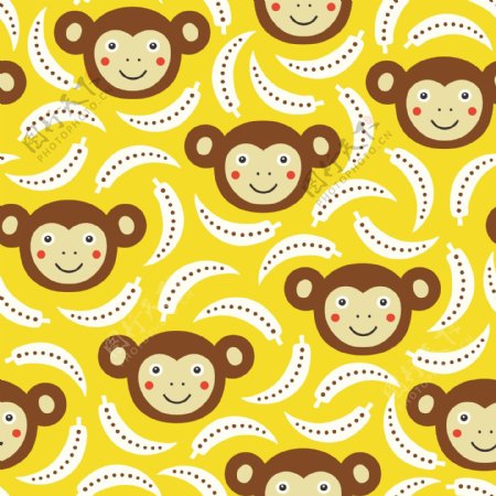 猴子卡通动物矢量背景素材