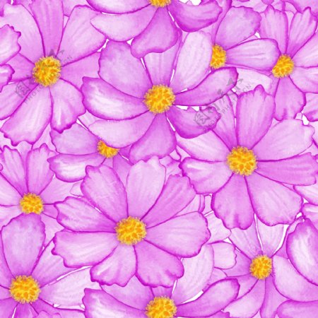梦幻手绘水彩花朵树莓拼接背景图案矢量