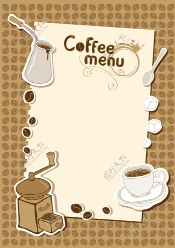 咖啡豆背景咖啡店菜单设计矢量素材