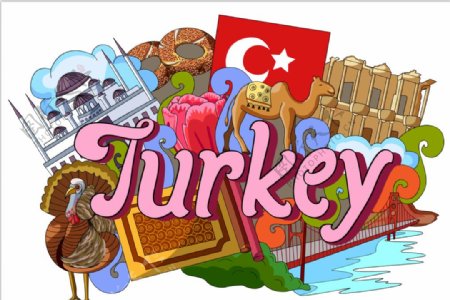 土耳其国家手绘插画