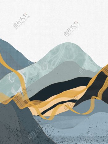 现代简约抽象大气莫兰迪色山水装饰画