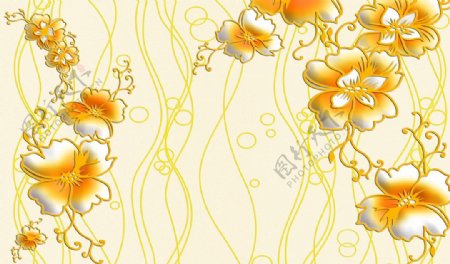 金色花朵创意背景画