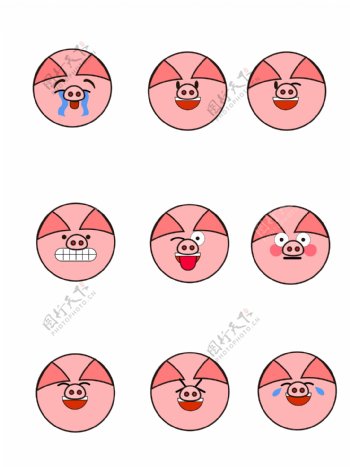 猪可爱猪年卡通形象表情ai矢量图标可商用