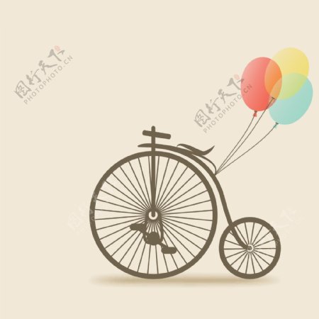 彩色气球自行车